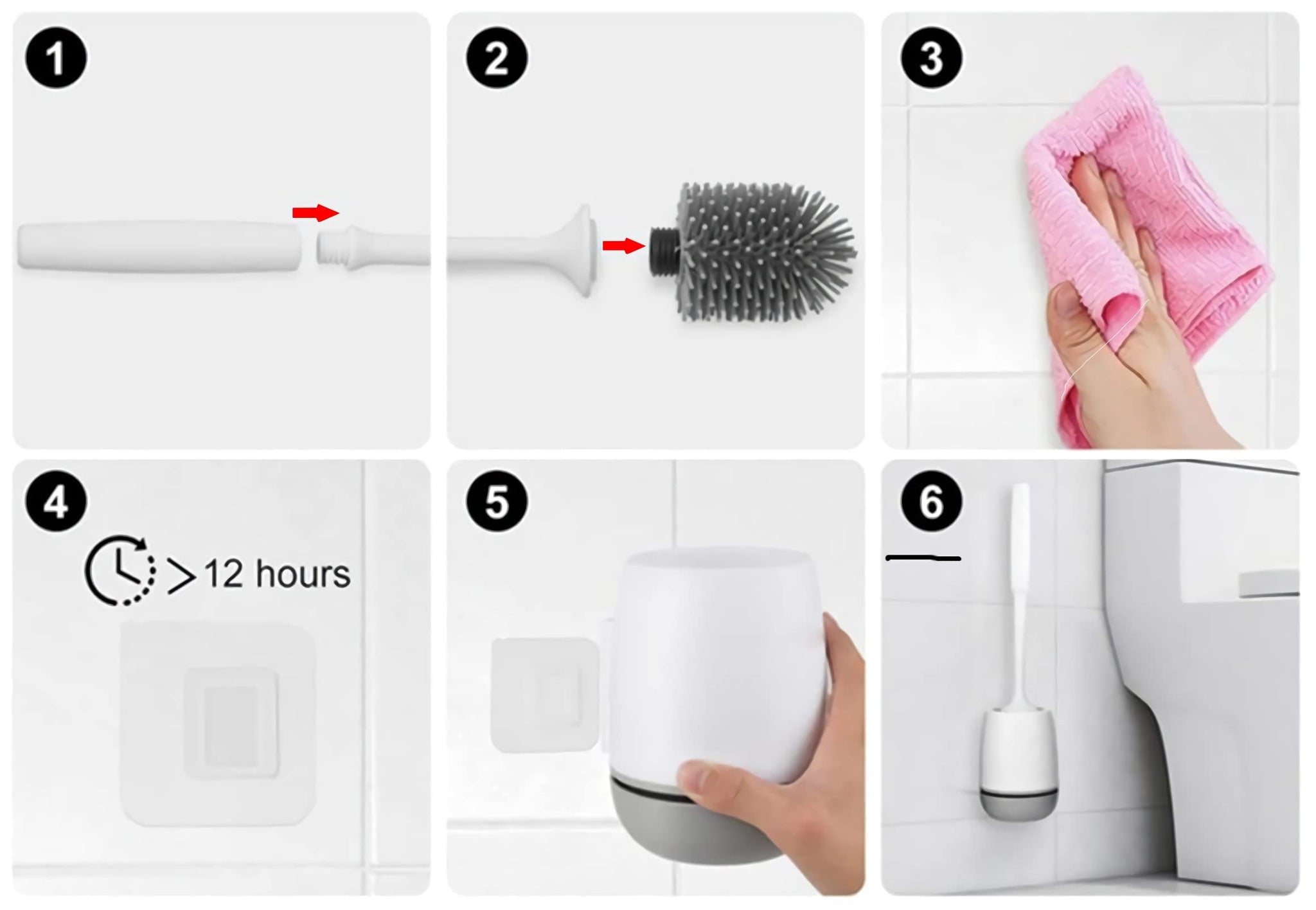 Stafeny Toilet Bowl Brush,with Ventilated Drying Holder,Non-Slip Handle Silicone Toilet Brush for Bathroom Deep Cleaning Compact Toilet Brush Set/Wall