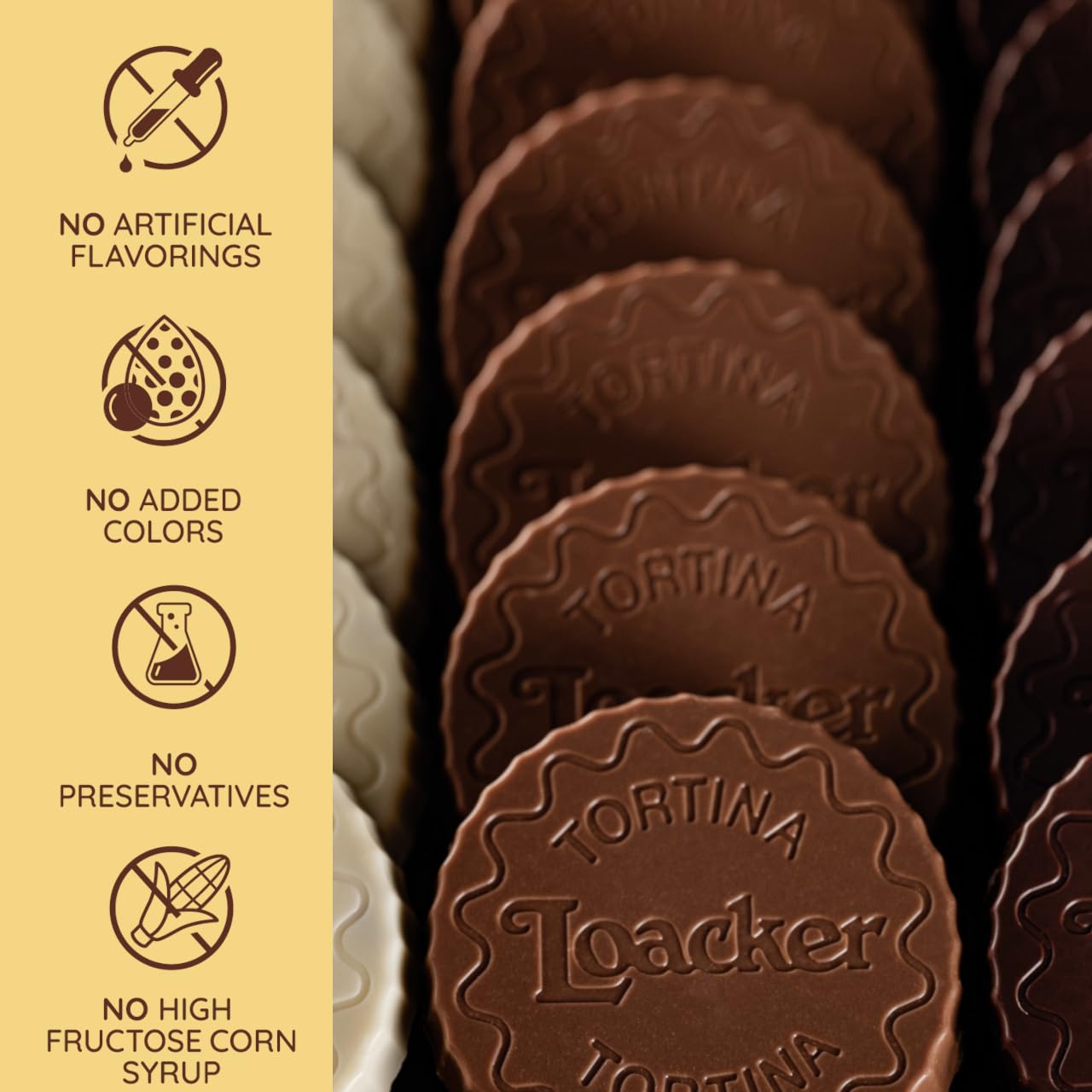 Loacker Tortina Triple Chocolate - Individually Wrapped Premium Dark Chocolate Enrobed Crispy Cocoa Wafer Tartlets with Cocoa Cream Filling - Pack