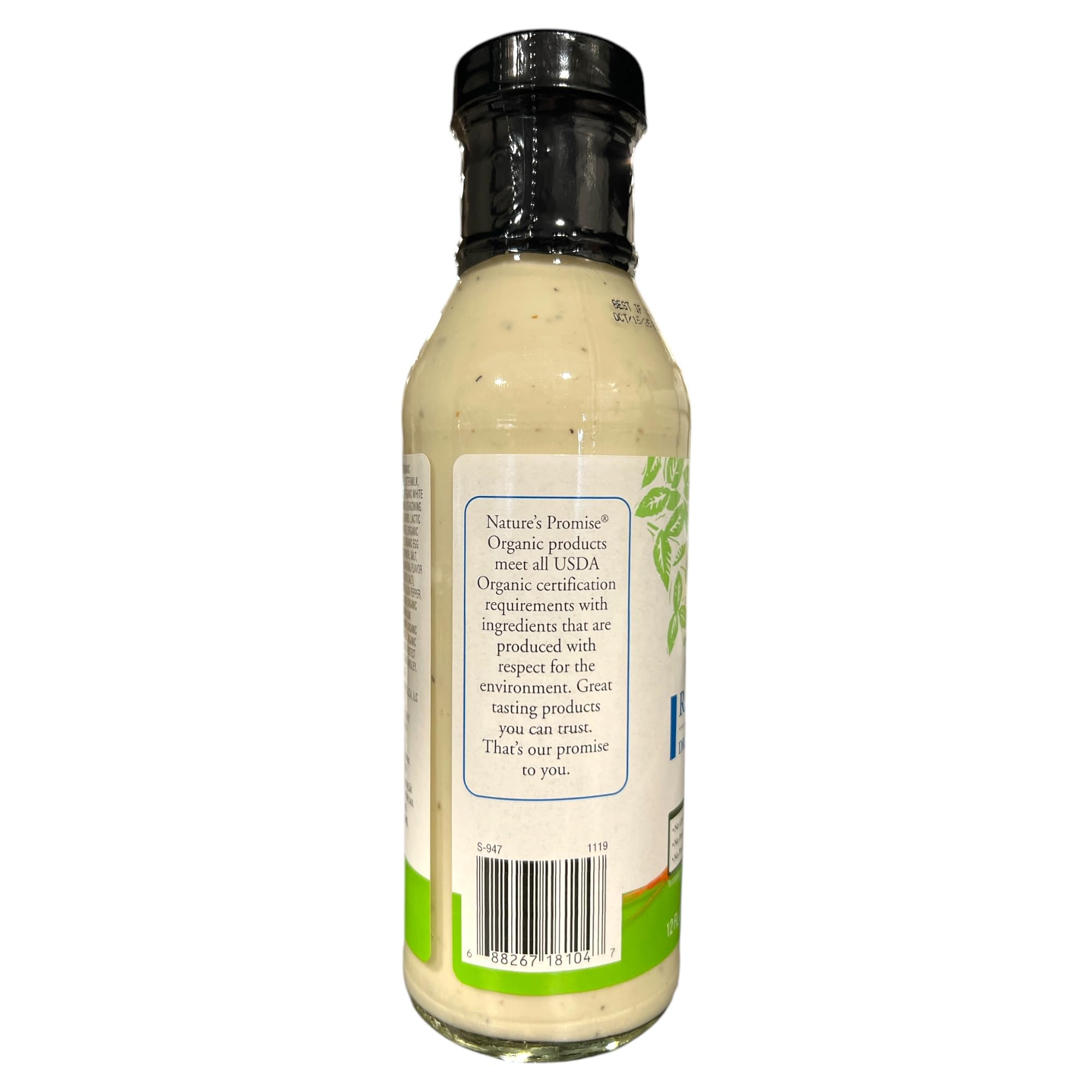 Nature's Promise Organic Ranch Dressing and Dip, 12 Fl Oz, USDA Organic