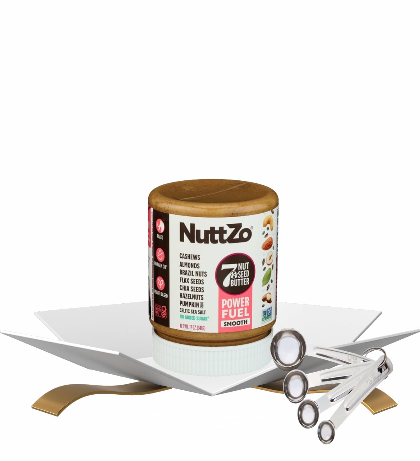 Natural Power Fuel, 12 OZ Bundle with Silicone Spatula - Nut & Seed Butters Spread with Smooth Texture and Light Sea Salt Notes for Versatile Snacking