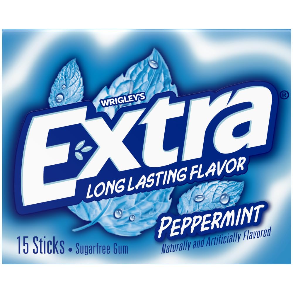 EXTRA Gum Peppermint Sugar Free Chewing Gum, Single Pack, 15 Stick