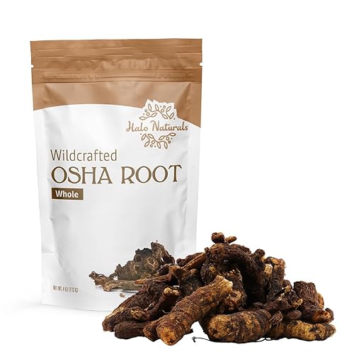 Halo Naturals Osha Root Whole Wildcrafted, 4 Ounces (Ligusticum porteri) Resealable Pouch| Packaged in The USA