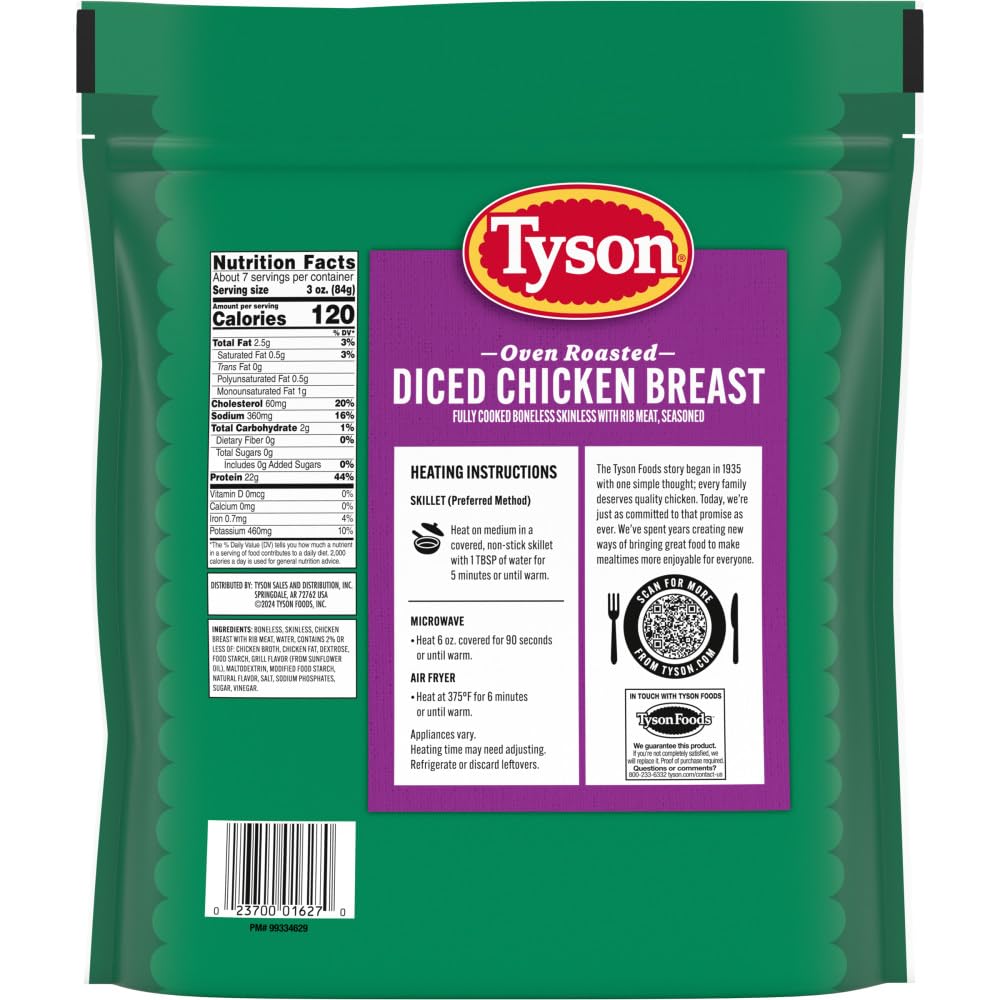 Tyson Grilled & Ready Fully Cooked Oven Roasted Diced Chicken Breast, 22 oz. (Frozen)