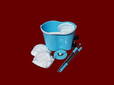 360 Rotating Magic Mop Set w/ 2 Aluminum Pole & 4 Mop Heads - Blue