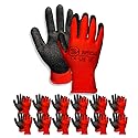Supply Solutions 13 Gauge Polyester Shell with Latex Crinkle Palm Dipped Safety Work Gloves for Landscaping, Warehouse, Construction, Gardening