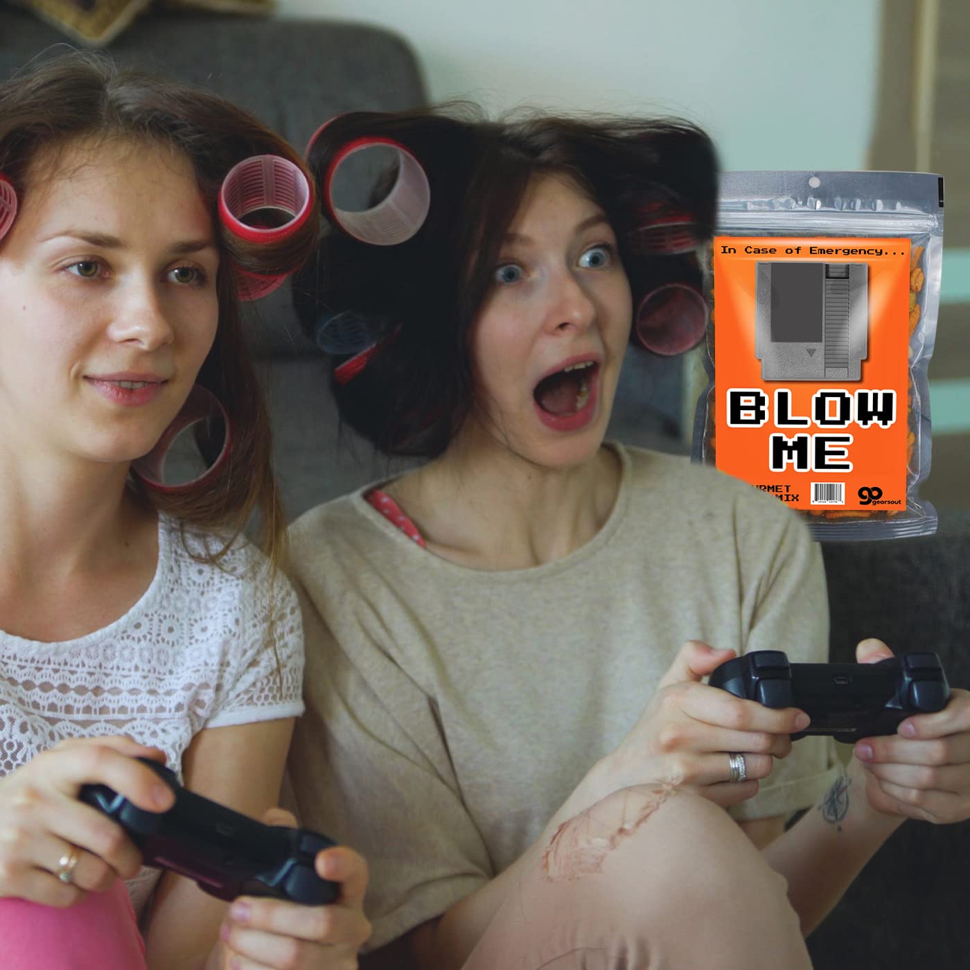 Blow Me Snack Mix - Nostalgia Gifts for Old School Gamers - Funny Vintage Game Cartridge 80s 90s Gen X Millennial Stocking Stuffers Unisex White