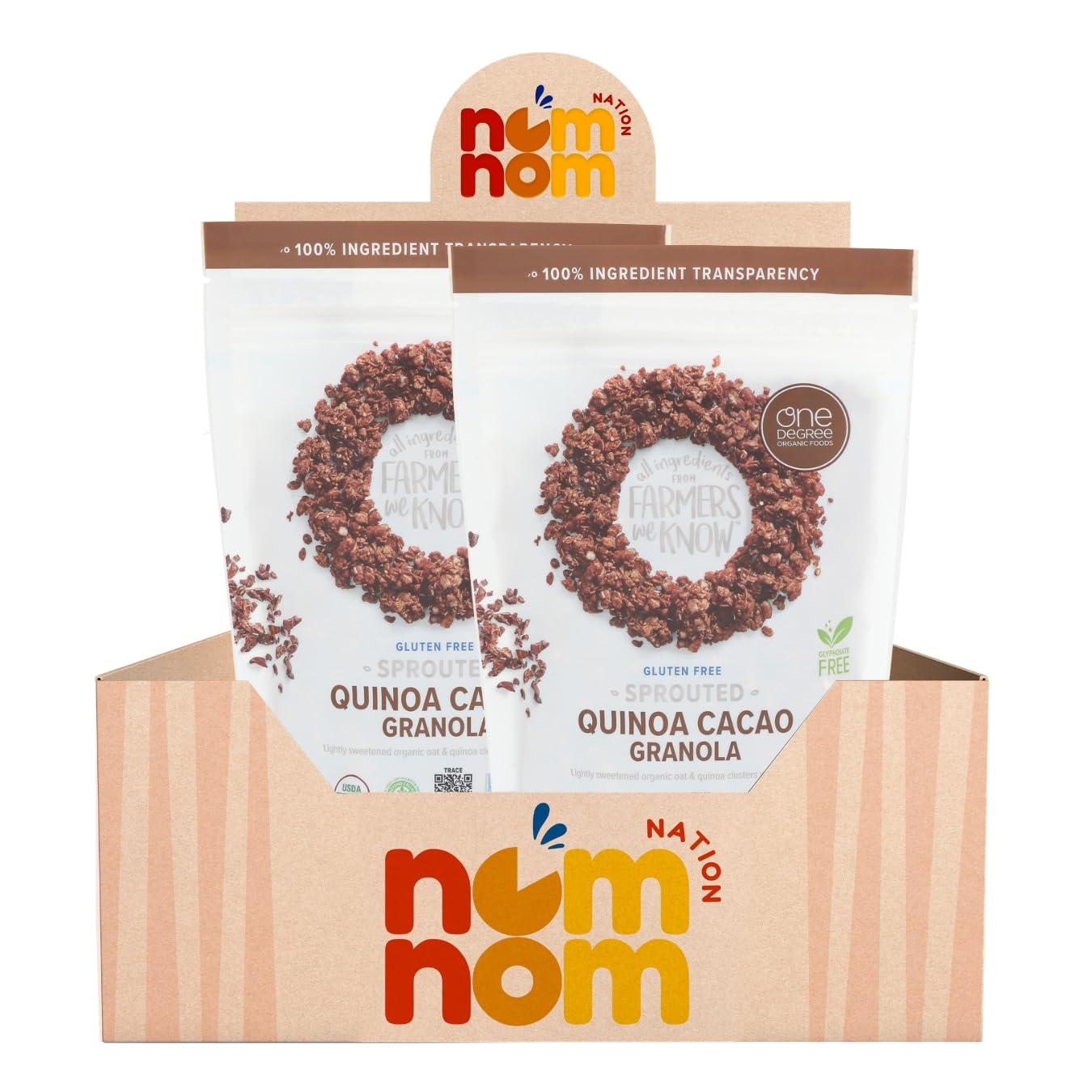 One Degree Granola Quinoa Cacao Org - 11 oz Organic Cereal - Pack of 2 - Protein Granola and Protein Cereal - Healthy Cereals Breakfast and Oat