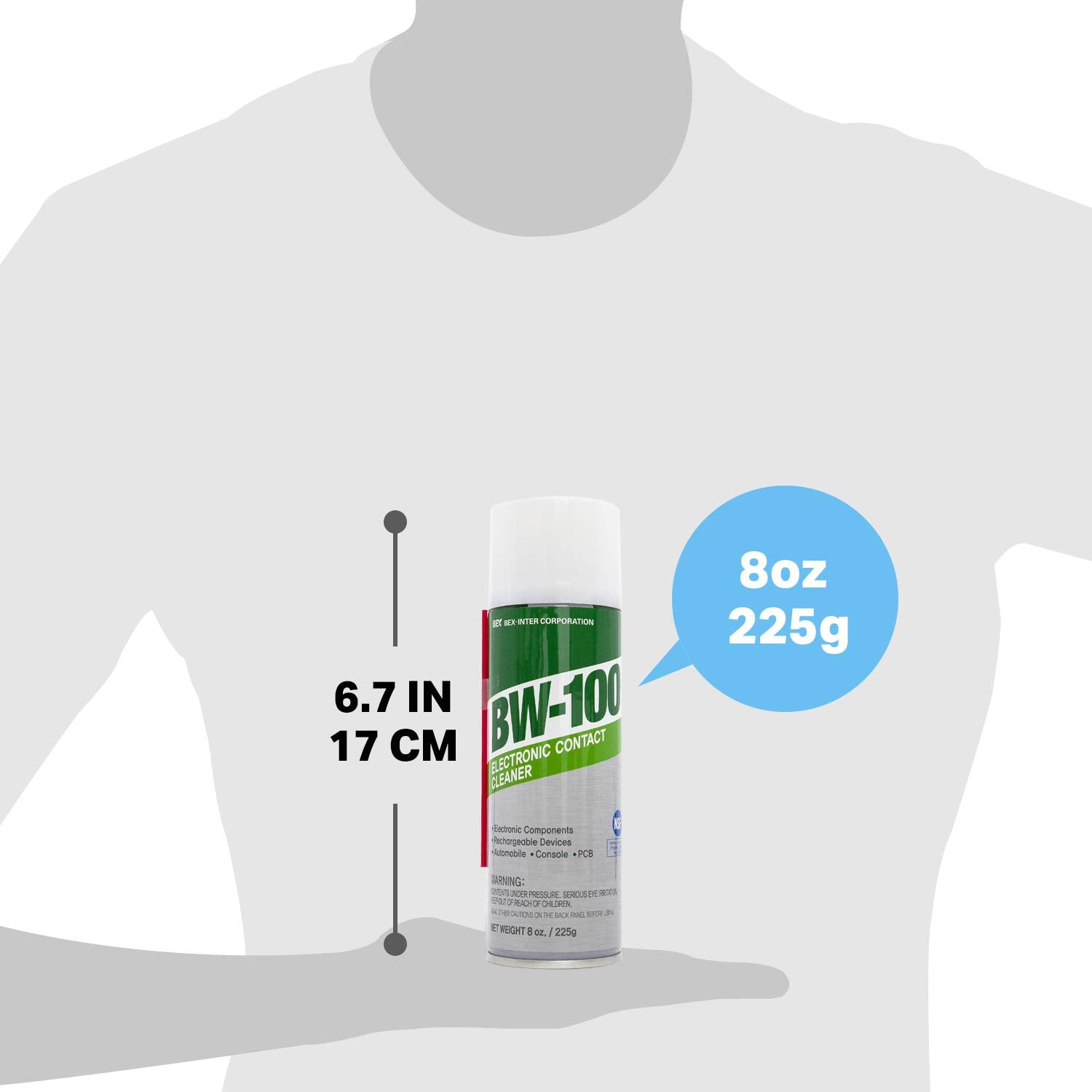 BW-100 Non-Flammable Electronic Contact Cleaner Aerosol Spray- Safely Cleans Joycons, Computers, PCB and More - Removes dust, Dirt and contaminants on