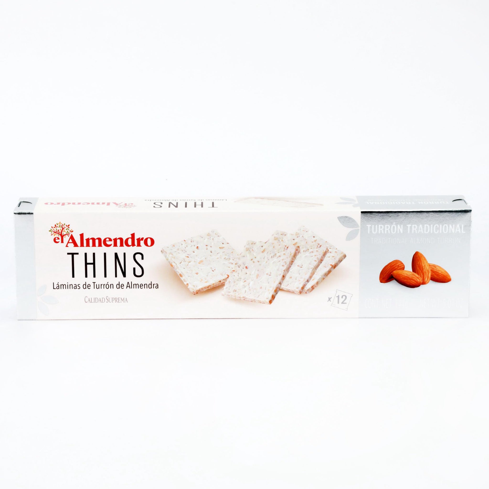 Nougat Sheets Almond Turron Thins, 12 Individually Wrapped Traditional Almond Turron Almond Thins By El Almendro