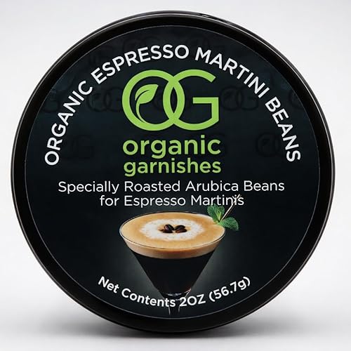 ORGANIC ESPRESSO MARTINI BEANS - MARTINI GARNISH FOR COCKTAILS - EDIBLE DARK ROAST ESPRESSO BEANS - OG ORGANIC GARNISHES - CRAFT COCKTAIL - HOME