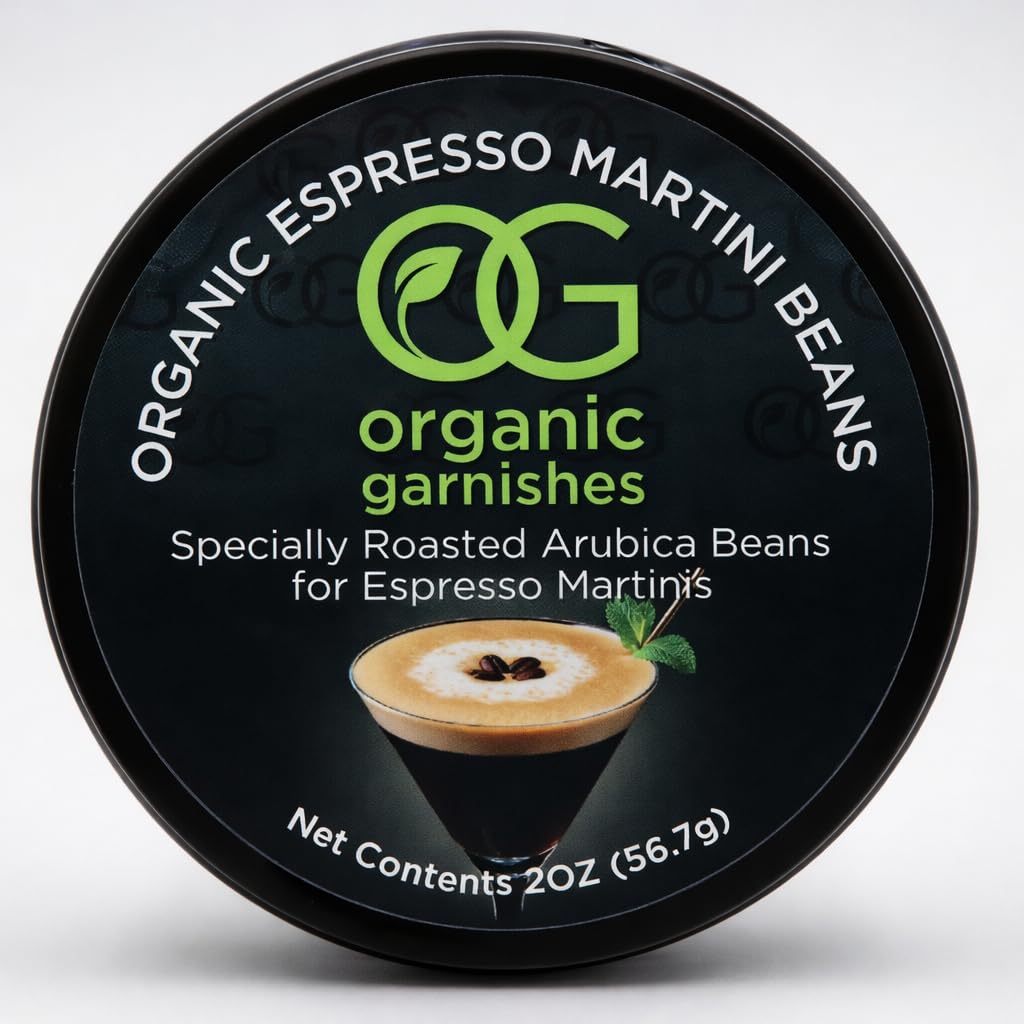 ORGANIC ESPRESSO MARTINI BEANS - MARTINI GARNISH FOR COCKTAILS - EDIBLE DARK ROAST ESPRESSO BEANS - OG ORGANIC GARNISHES - CRAFT COCKTAIL - HOME