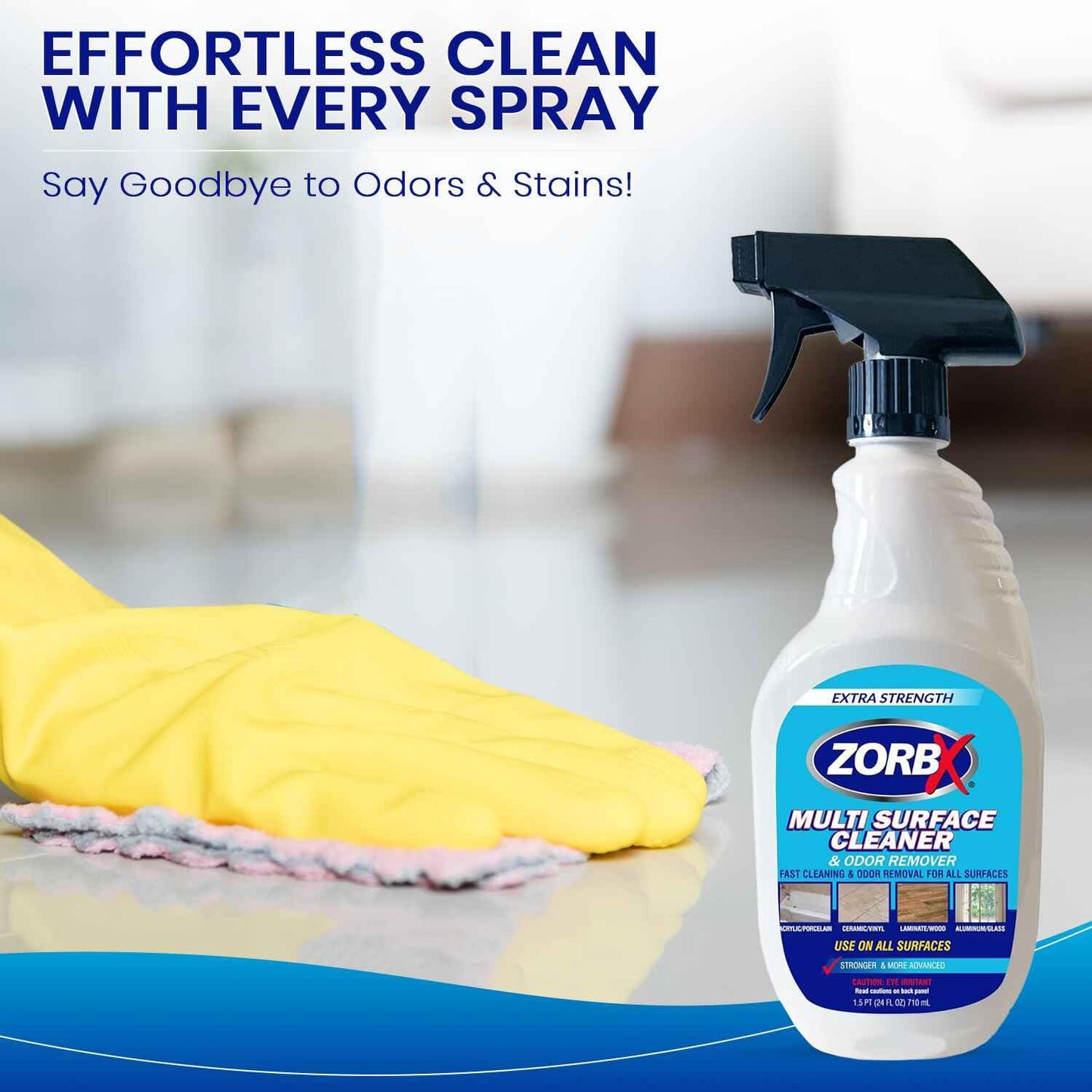 ZORBX Extra-Strength Multi Surface Cleaner 24 oz - Get Rid of Unpleasant Odors and Unwanted Stains Instantly - Citrus Scented Fast-acting Furniture