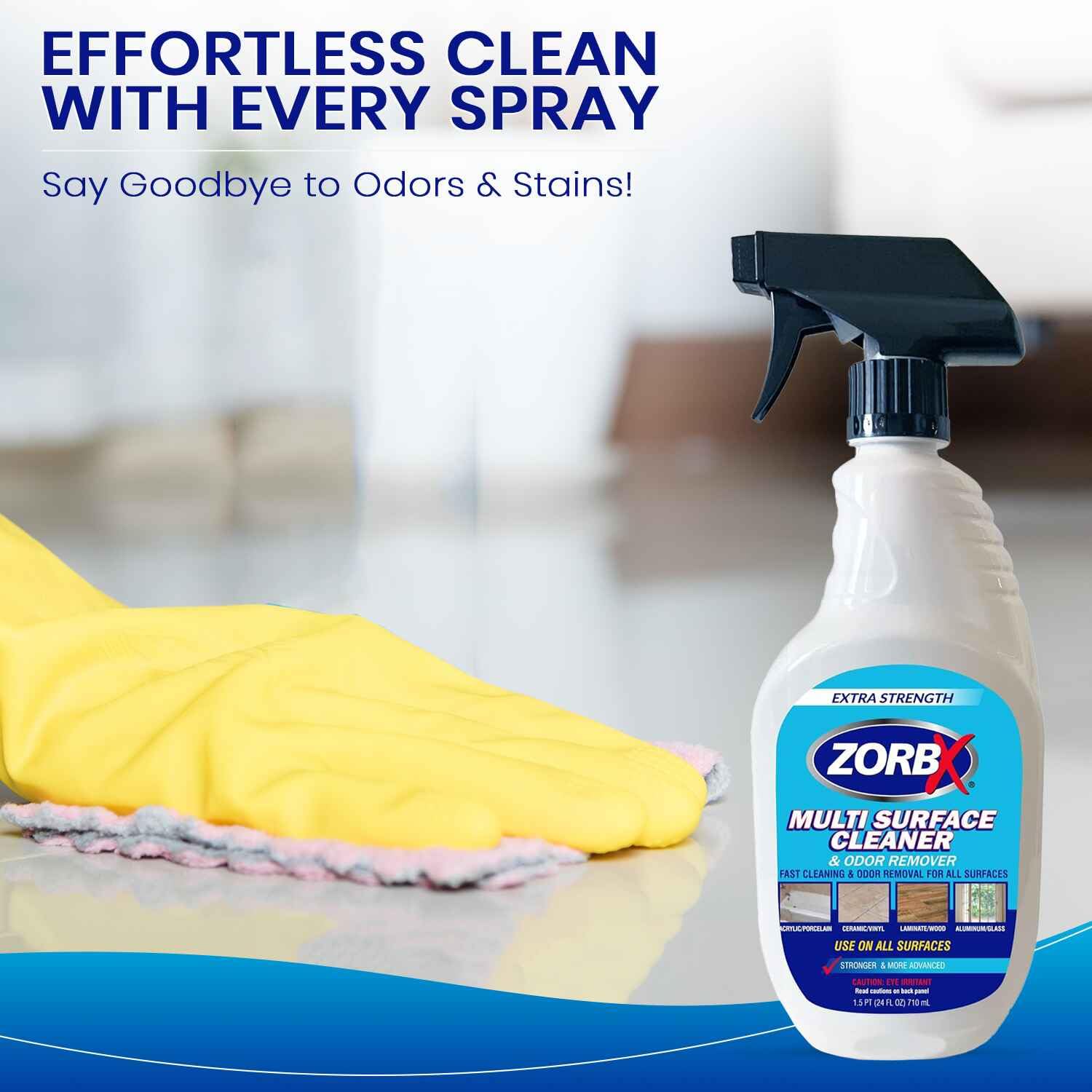 ZORBX Extra-Strength Multi Surface Cleaner 24 oz - Get Rid of Unpleasant Odors and Unwanted Stains Instantly - Citrus Scented Fast-acting Furniture