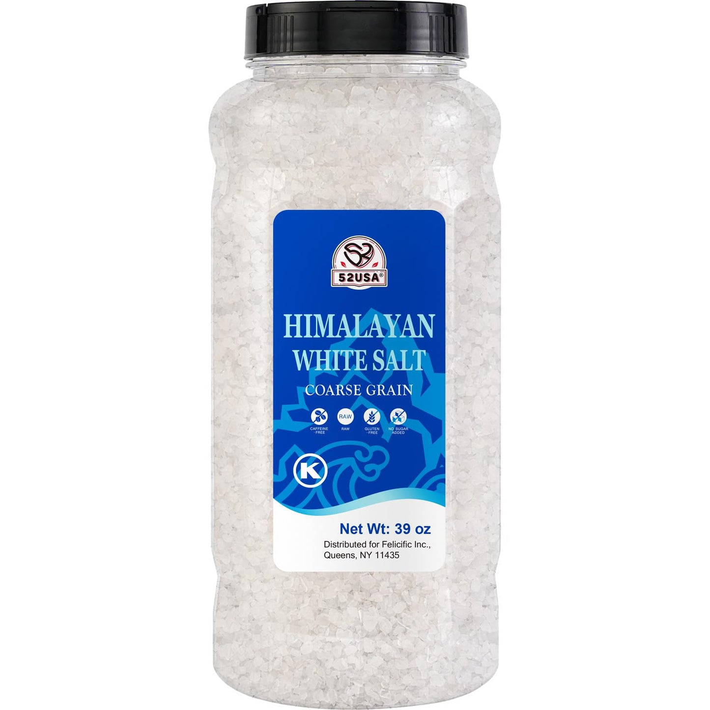 52USA Himalayan White Salt Coarse, Sea Salt for Grinder Refill, 39 oz (2.4 Pound), Pure Nature Himalayan Salts, Coarse Salts Perfect for Cooking, BBQ