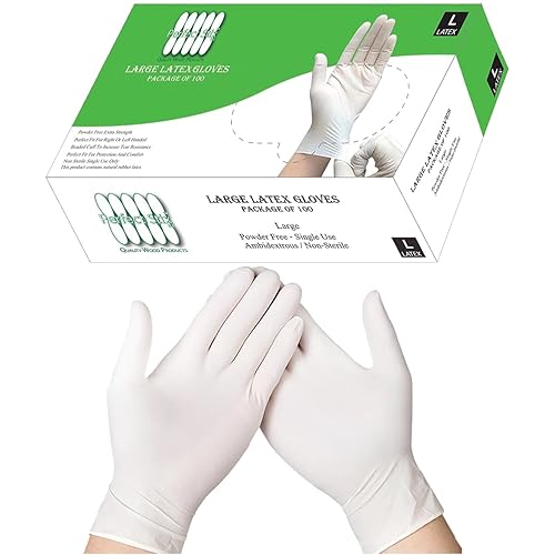 Latex Powder Free Food Service Disposable Gloves - Size Large- Pack of 100ct