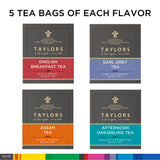 Taylors of Harrogate Assorted Specialty Black Teas Sampler, Variety Gift Box, Individually Wrapped Bags, 20 Count (Pack of 1), English Breakfast, Earl