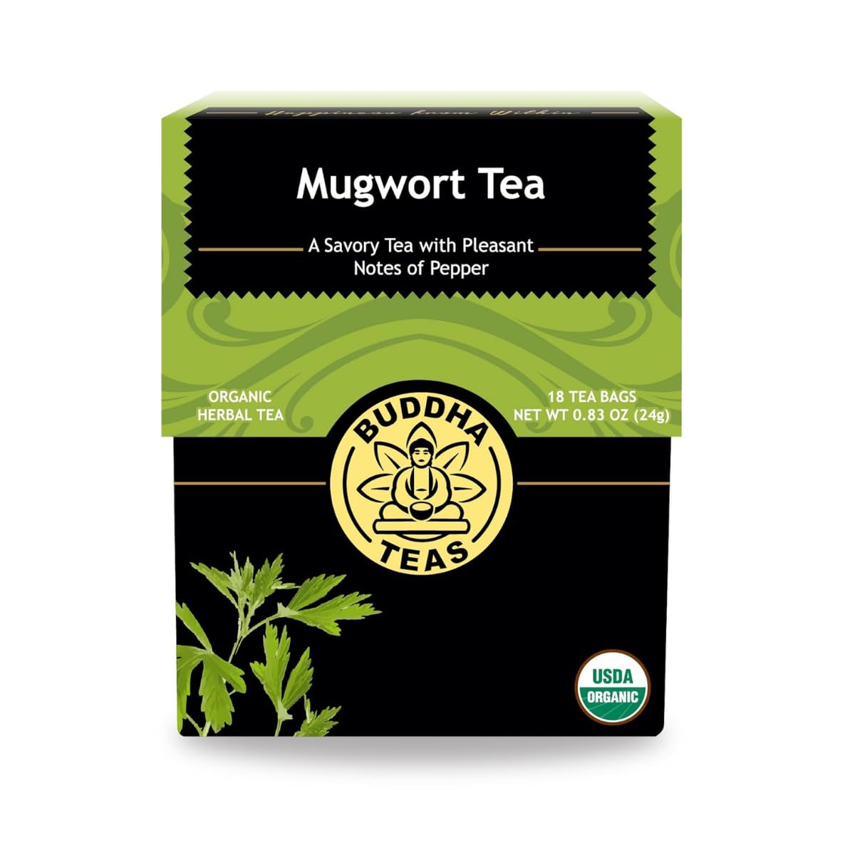 Organic Mugwort Tea, 18 Bleach-Free Tea Bags - Organic Tea Improves Digestion, and Acts as an Emotional Relaxant, No GMOs