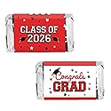 DISTINCTIVS Class of 2026 Graduation Mini Candy Bar Wrappers - Party Favor Stickers for Miniature Chocolate Bars - 42 Count (Red)