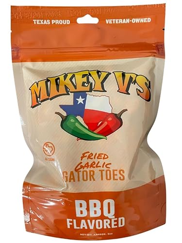 Mikey V’s BBQ “Gator Toes” - Deep-Fried Garlic Snacks, Crunchy Barbecue Garlic Bites, 3.9 oz Bag