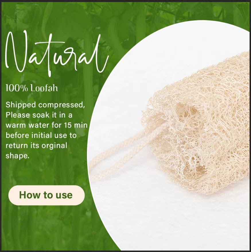 Natural Loofah Kitchen Sponge for Dishwashing 6 Inch 100% Plant Fibers Vegetable Fruit Scrubber Loofa,Natural Loofah Sponge Exfoliating Body Scrubber