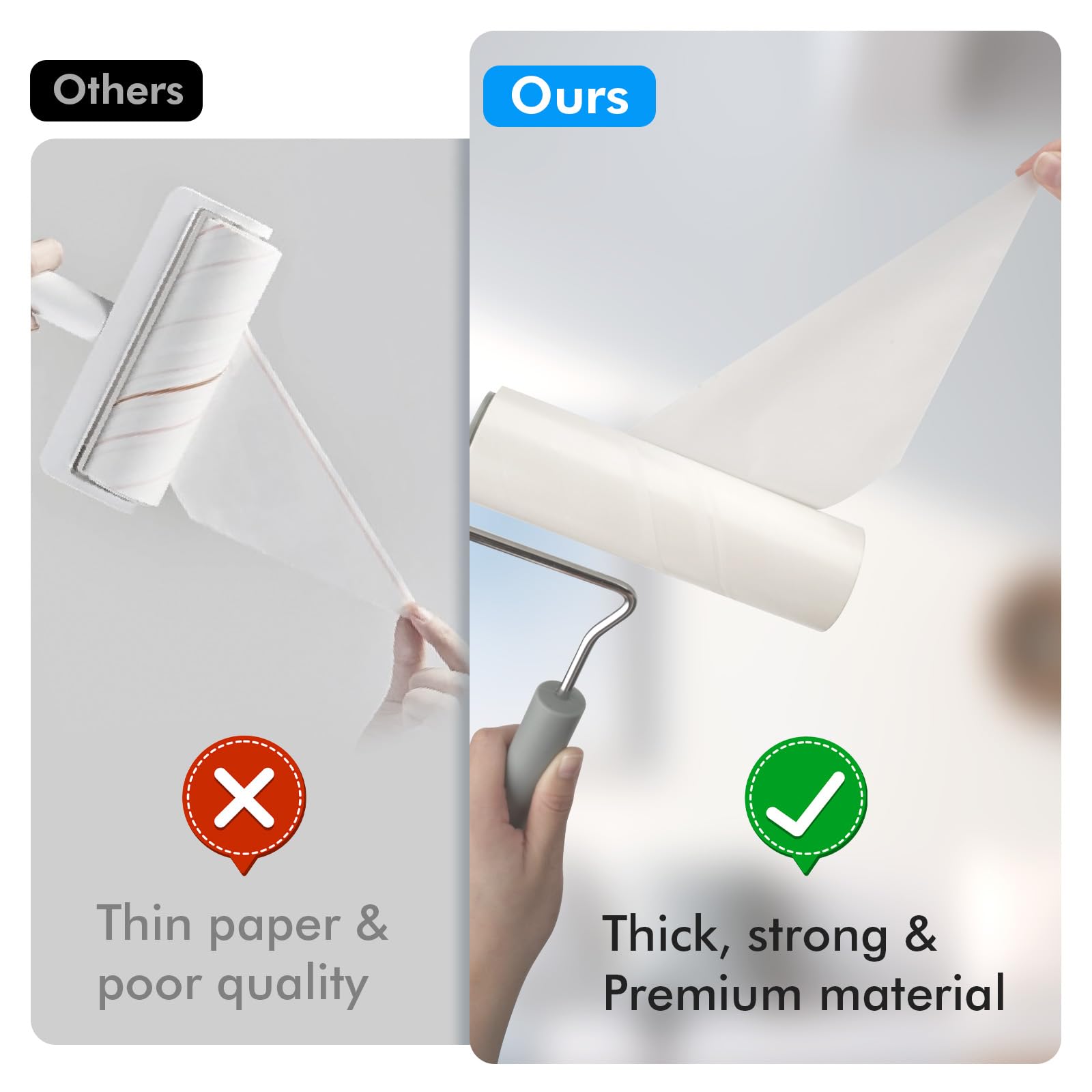 Extra Sticky Large Surface Lint Roller, 6.3'' Giant Lint Roller for Pet Hair, Lint Remover Roller for Cat Hair, Clothes, Furniture (1 Handle + 270