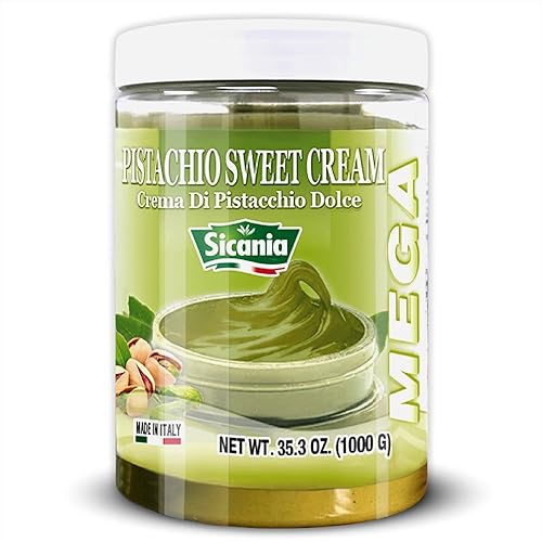 SICANIA - Premium Pistachio Cream Spread 2.2 lb (1kg) - Bulk Size - Authentic Italian, Gluten-Free, Non-GMO - Gourmet Spread for Desserts, Pastries