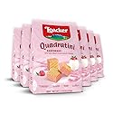 Loacker Quadratini Raspberry Yogurt Wafer Cookies LARGE - 30% Less Sugar - Premium Crispy Bite Size Wafers - LARGE Pack of 6