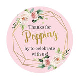 80 Pack of Pink Thanks for Popping by Stickers for Baby Shower Party Decoration Popcorn Candy Gift Box Wrapping Decoration