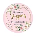 80 Pack of Pink Thanks for Popping by Stickers for Baby Shower Party Decoration Popcorn Candy Gift Box Wrapping Decoration