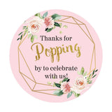 80 Pack of Pink Thanks for Popping by Stickers for Baby Shower Party Decoration Popcorn Candy Gift Box Wrapping Decoration