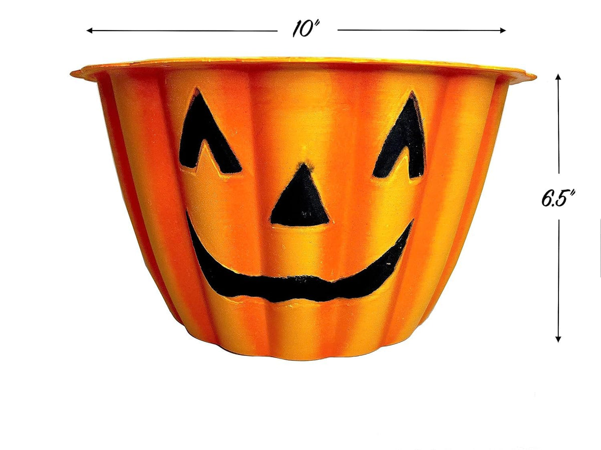 Halloween Pumpkin Gift Basket - Assorted Candy, Chocolates, Cookies & Snacks - Customizable Gift for Kids, Adults, Family, or Office (10" Plastic