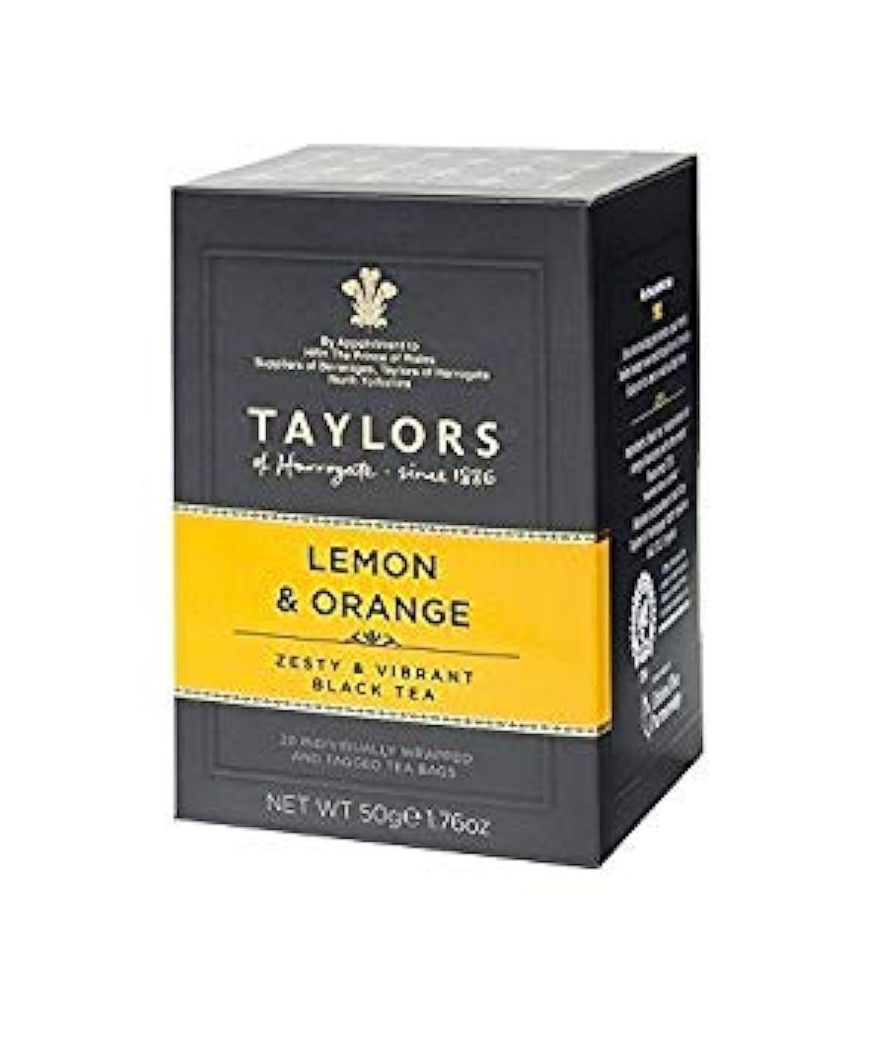 TAYLORS OF HARROGATE, Tea, Lemon & Orange, Pack of 6, Size 20 CT, (Low Carb Dairy Free Low Sodium Vegan Wheat Free Yeast Free)