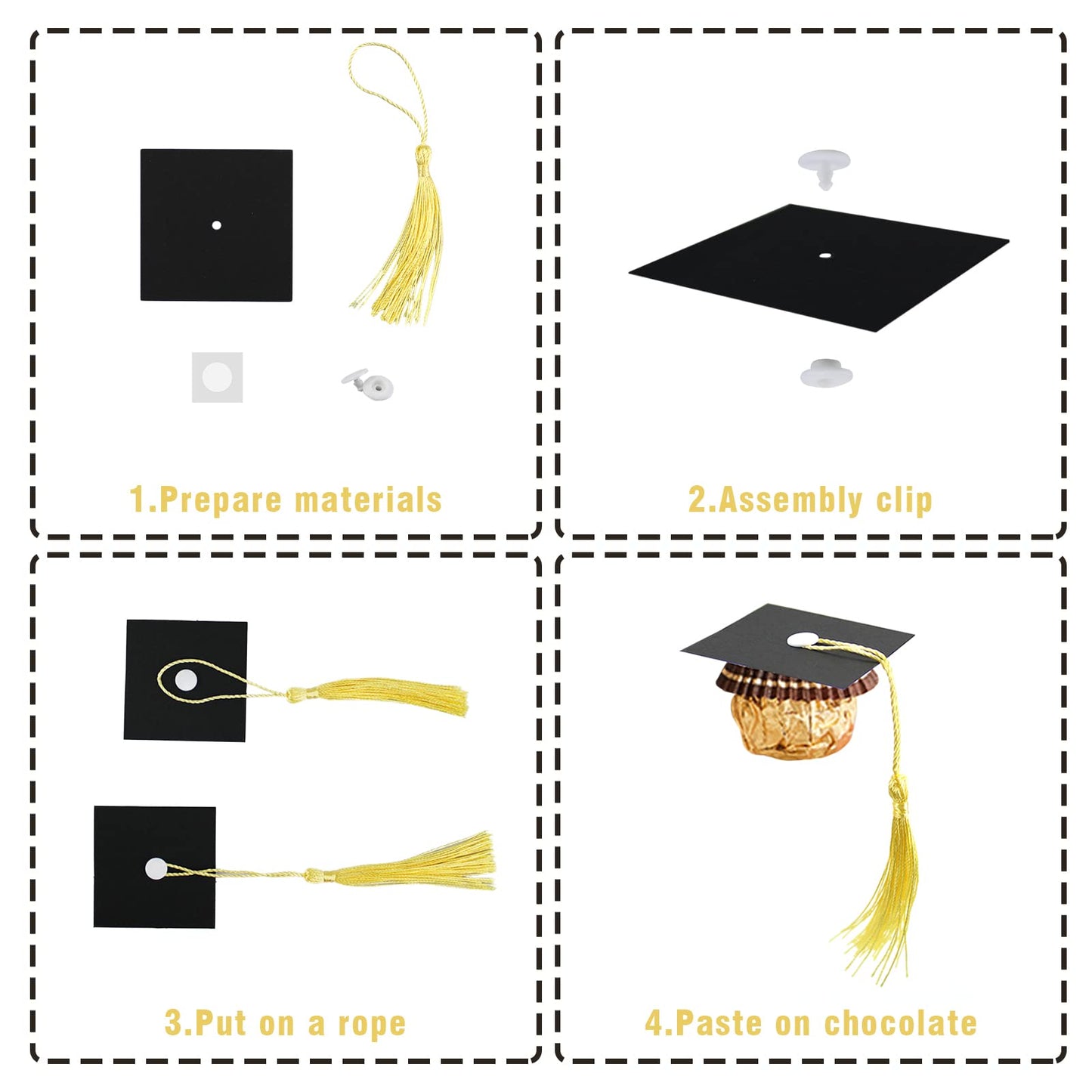 POUYRBA Graduation Cap Chocolate Decorations, 50pcs Black and Dark Blue 2026 Graduation Party Set for Chocolates Candies