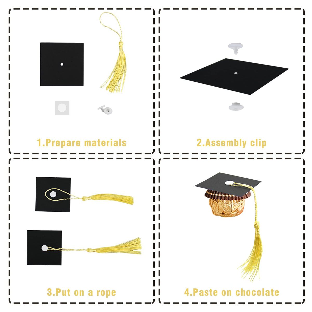 50Pcs Green Graduation Cap Chocolate Decorations, 2026 Graduation Decor