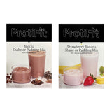 PROTIFIT - High Protein Mocha & Strawberry Banana Pudding & Shake Mix 2 Pack, 15g Protein, Low Calorie, Low Fat, Low Carb, Aspartame Free, Idea