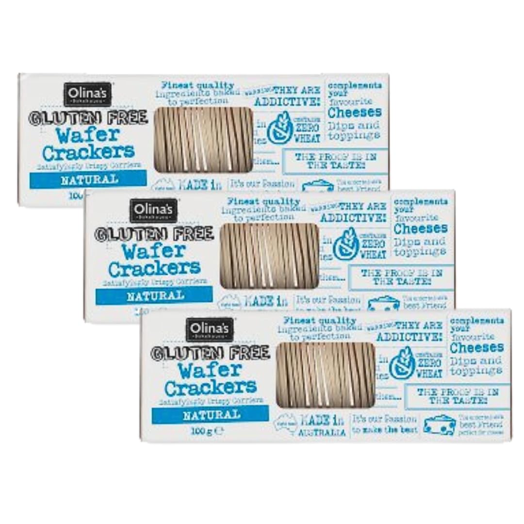 Olina's Bakehouse Wafer Crackers, Gluten Free Natural, 3-Pack