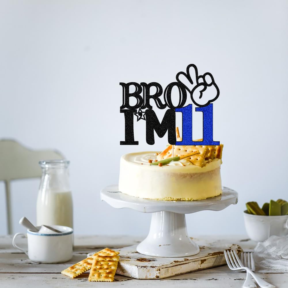 LVEUD 11th Birthday Cake Topper - Boy's 11th Birthday Cake Picks, Officially Teenager Cake Topper, 11 Years Old, Big Brother Birthday Party Decoration