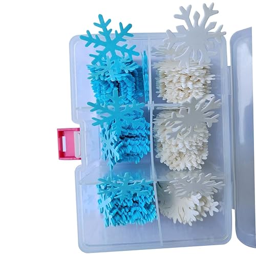 Homankit 50Pcs Edible Cake Cupcake Toppers Snowflakes Christmas Winter Party Decoration White and Blue