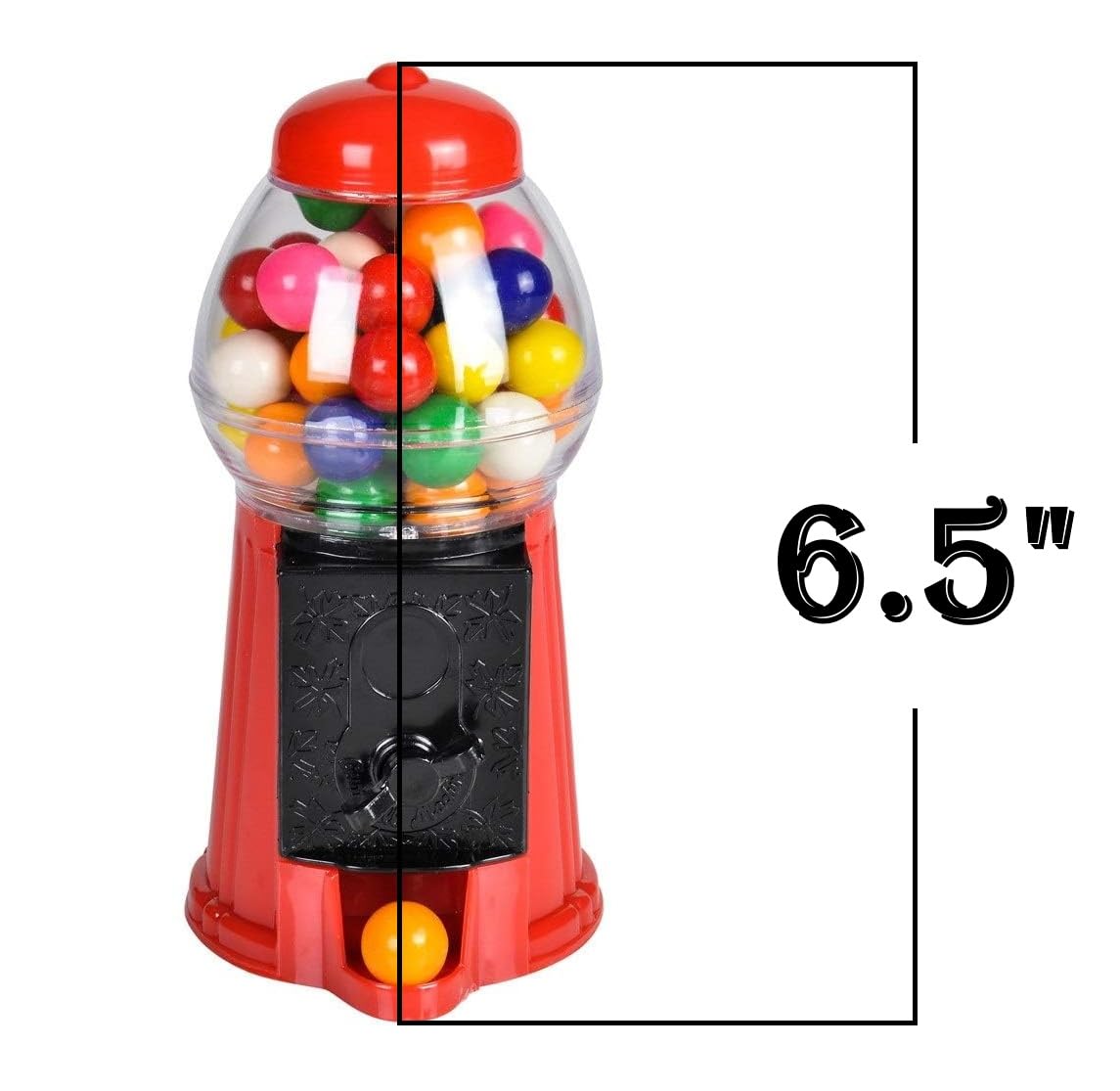 Zugar Land - 6.5 Inch Red Plastic Bubble Gum Gumball Machine Set (1 Pack) Classic Toy Candy Dispensers. No Gumballs Included.