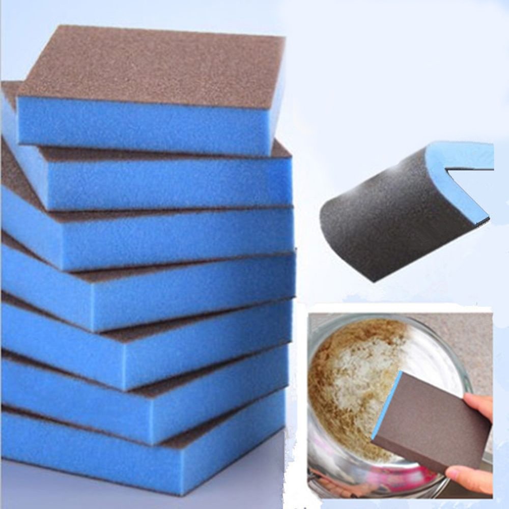 EORTA 8 Pcs Magic Cleaning Sponges Multi-Use Heavy Duty Scrub Scouring Eraser Pads with Carborundum Non-Scratch Emery Cleaner for Kitchen, Bathroom
