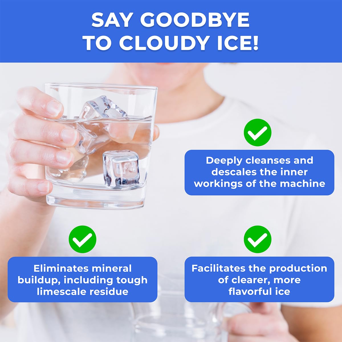 Power Made Ice Machine Cleaner & Descaler 16 fl oz 4 Uses | Nickel Safe Ice Maker Cleaner, Crystal Clear Descaling solution | Compatible