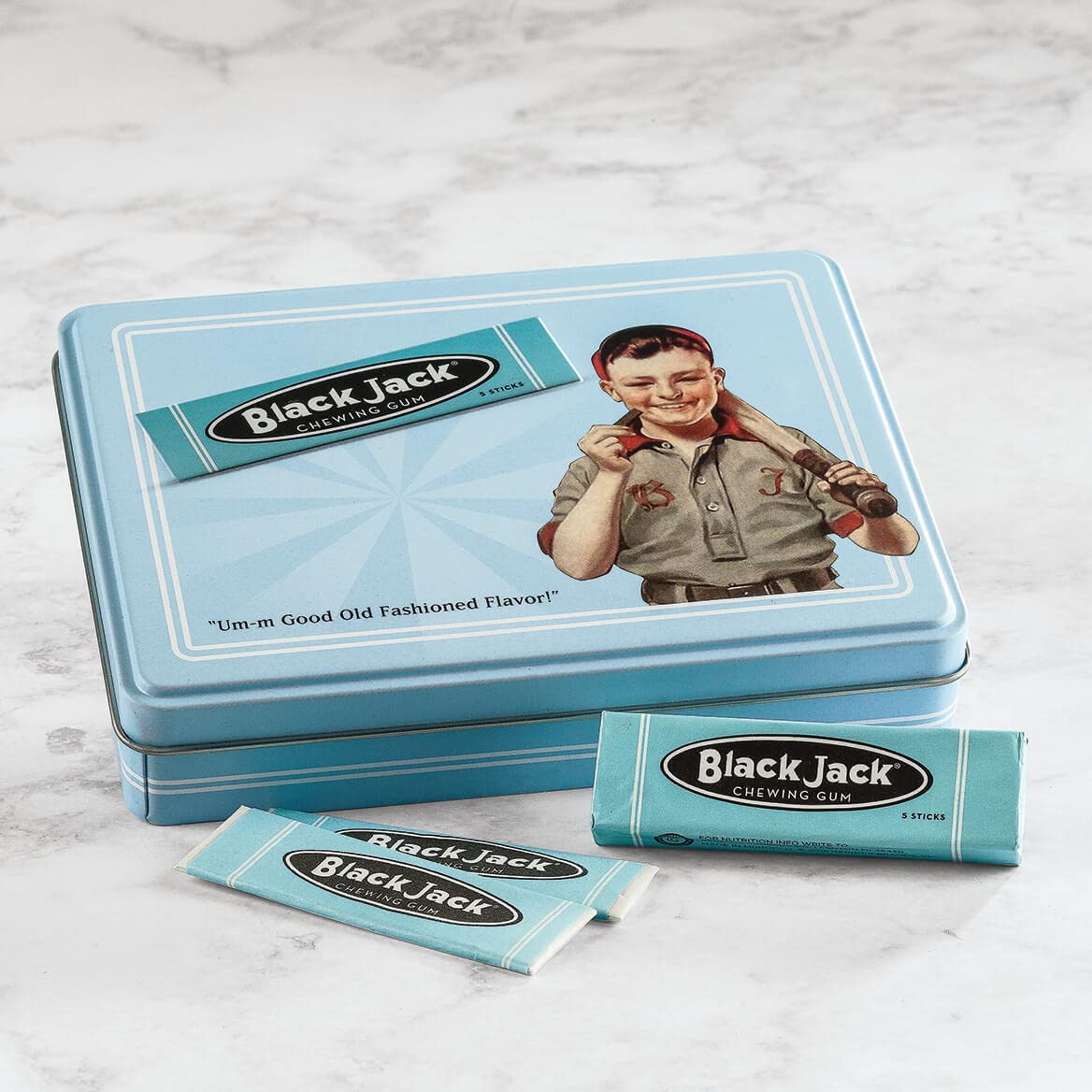 Black Jack (Blackjack) Gum Vintage Collectors Tin with 10 packs of BlackJack Gum
