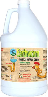 Earthworm Fragrance Free Drain Cleaner - Drain Opener - Natural Enzymes, Environmentally Responsible, Safer for Pets and Kids - 1 Gallon