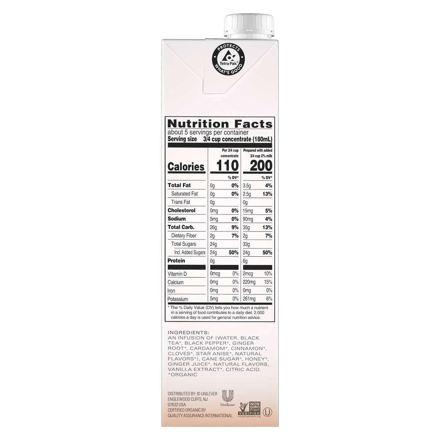 Tazo Classic Chai Latte Concentrate, Spiced Black Tea Blend, 32 oz (Pack of 3) - Packaged by Peaceful Squirrel