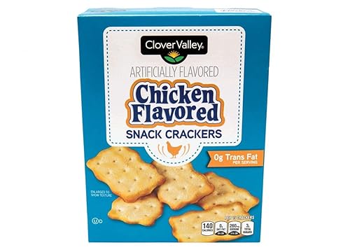 Clover Valley Chicken Flavored Snack Crackers -1 Box (7.5 Oz.) Salty & Savory Crunchy Chik'n Treat