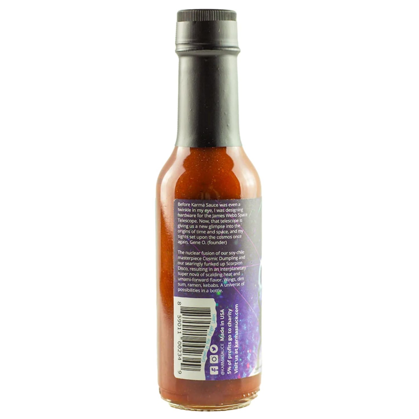 Cosmic Disco by Karma Sauce, Medium-Heat Hot Sauce With Flavors of Ghost Pepper, Jalapenos & Garlic, Made With All Natural Ingredients, 5 fl oz Bottle