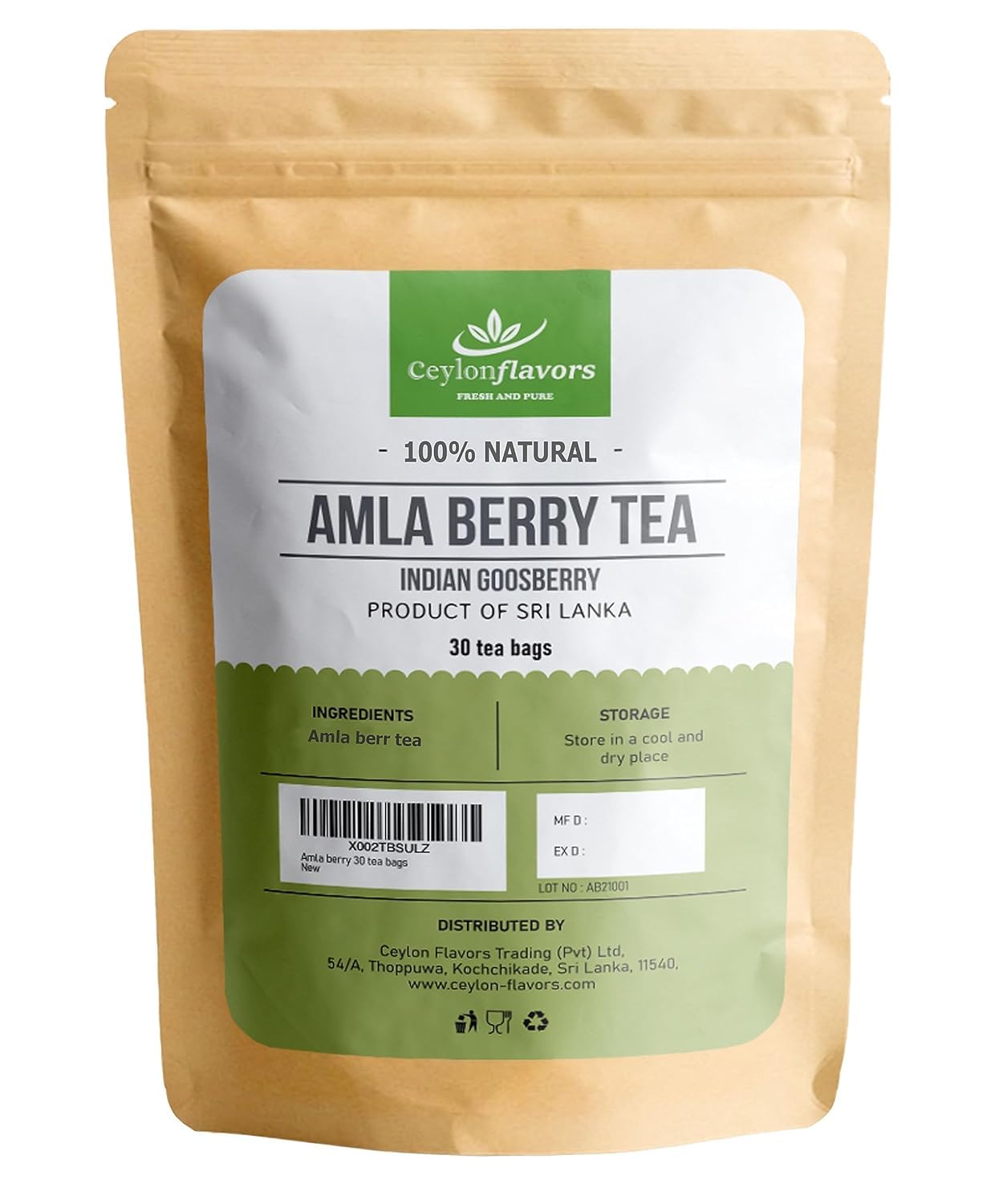 CEYLONFLAVORS FRESH AND PURE Amla (gooseberry) 30 Tea Bags From CeylonFlavor Fesh and Pure Sri Lanka