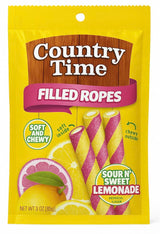 Country Time Candy Filled Ropes Sour N' Sweet Lemonade Gummy Candy Sticks, Soft & Chewy Twist Candy 3 oz. - 2 Pack by Macco