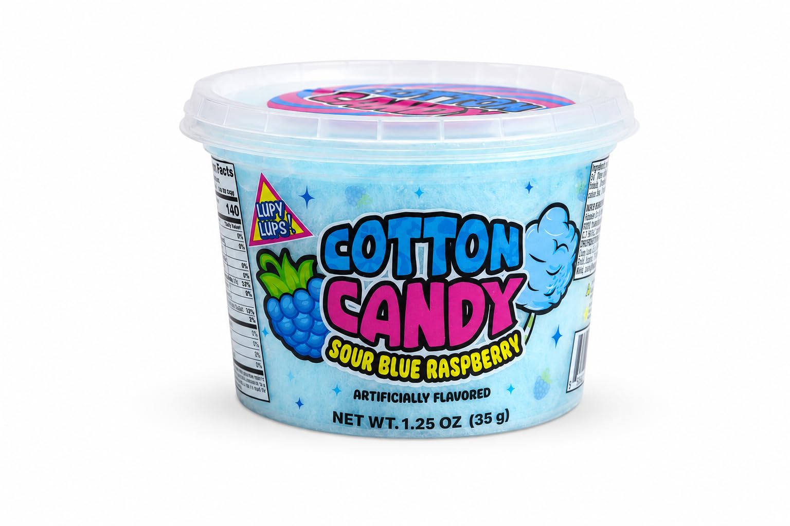 Cotton Candy Tubs | Vanilla & BlueRaspberry flavor Tub 12 pack assorted (15 Oz) - | Lupy Lups