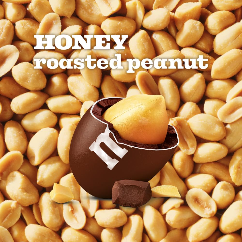 M&M'S Honey Roasted Peanut Milk Chocolate Candy Full Size Salty and Sweet Nutty On the Go Snack, 1.74 oz Pack